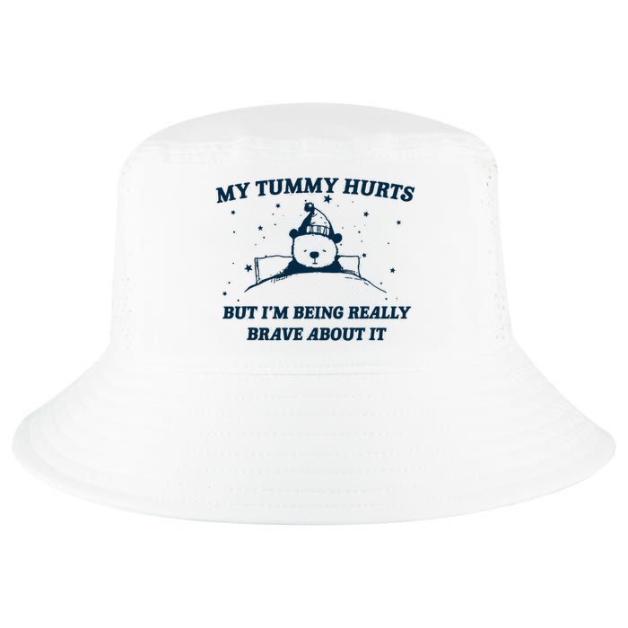 My Tummy Hurts Funny Bear Retro Cartoon Meme Cool Comfort Performance Bucket Hat
