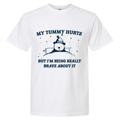 My Tummy Hurts Funny Bear Retro Cartoon Meme Garment-Dyed Heavyweight T-Shirt