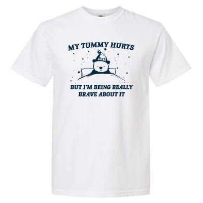 My Tummy Hurts Funny Bear Retro Cartoon Meme Garment-Dyed Heavyweight T-Shirt