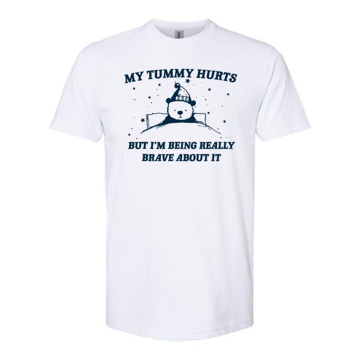 My Tummy Hurts Funny Bear Retro Cartoon Meme Softstyle CVC T-Shirt