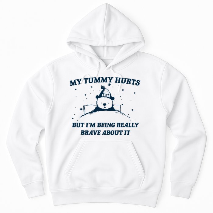 My Tummy Hurts Funny Bear Retro Cartoon Meme Hoodie