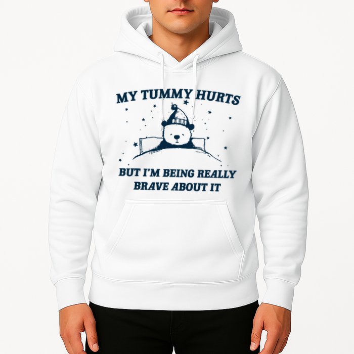 My Tummy Hurts Funny Bear Retro Cartoon Meme Hoodie