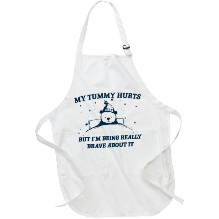 My Tummy Hurts Funny Bear Retro Cartoon Meme Apron