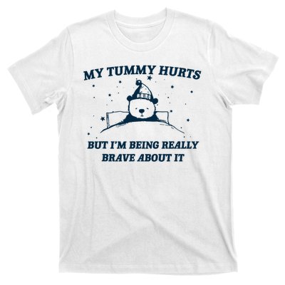 My Tummy Hurts Funny Bear Retro Cartoon Meme T-Shirt