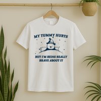 My Tummy Hurts Funny Bear Retro Cartoon Meme T-Shirt