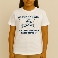 My Tummy Hurts Funny Bear Retro Cartoon Meme T-Shirt