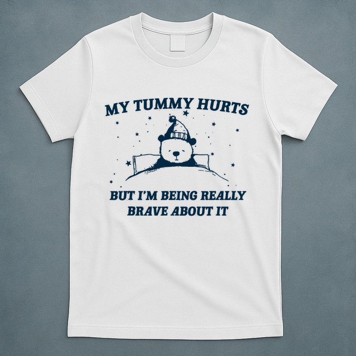 My Tummy Hurts Funny Bear Retro Cartoon Meme T-Shirt