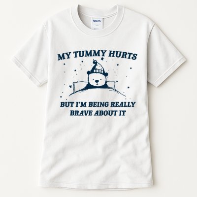 My Tummy Hurts Funny Bear Retro Cartoon Meme Tall T-Shirt