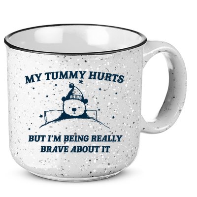 My Tummy Hurts Funny Bear Retro Cartoon Meme 15oz Campfire Ceramic Mug