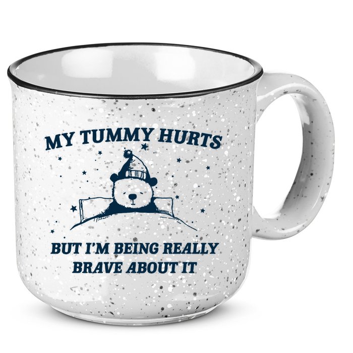 My Tummy Hurts Funny Bear Retro Cartoon Meme 15oz Campfire Ceramic Mug