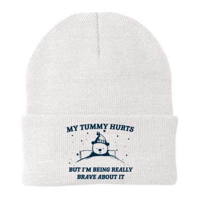 My Tummy Hurts Funny Bear Retro Cartoon Meme Beanie