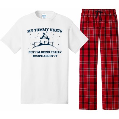 My Tummy Hurts Funny Bear Retro Cartoon Meme Pajama Set