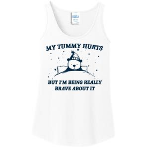 My Tummy Hurts Funny Bear Retro Cartoon Meme Ladies Essential Tank