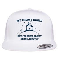 My Tummy Hurts Funny Bear Retro Cartoon Meme Flatbill Hat