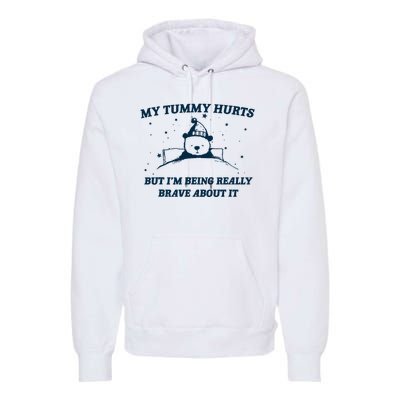 My Tummy Hurts Funny Bear Retro Cartoon Meme Premium Hoodie