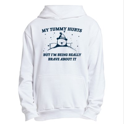 My Tummy Hurts Funny Bear Retro Cartoon Meme Urban Pullover Hoodie