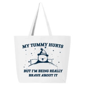 My Tummy Hurts Funny Bear Retro Cartoon Meme 25L Jumbo Tote