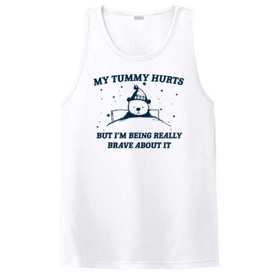 My Tummy Hurts Funny Bear Retro Cartoon Meme PosiCharge Competitor Tank