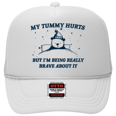 My Tummy Hurts Funny Bear Retro Cartoon Meme Trucker Hat