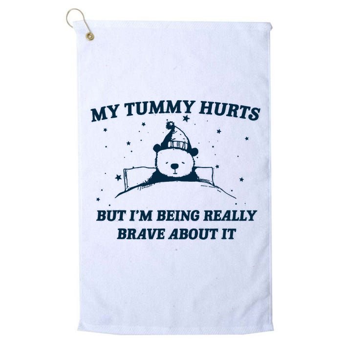My Tummy Hurts Funny Bear Retro Cartoon Meme Golf Towel