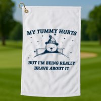 My Tummy Hurts Funny Bear Retro Cartoon Meme Golf Towel
