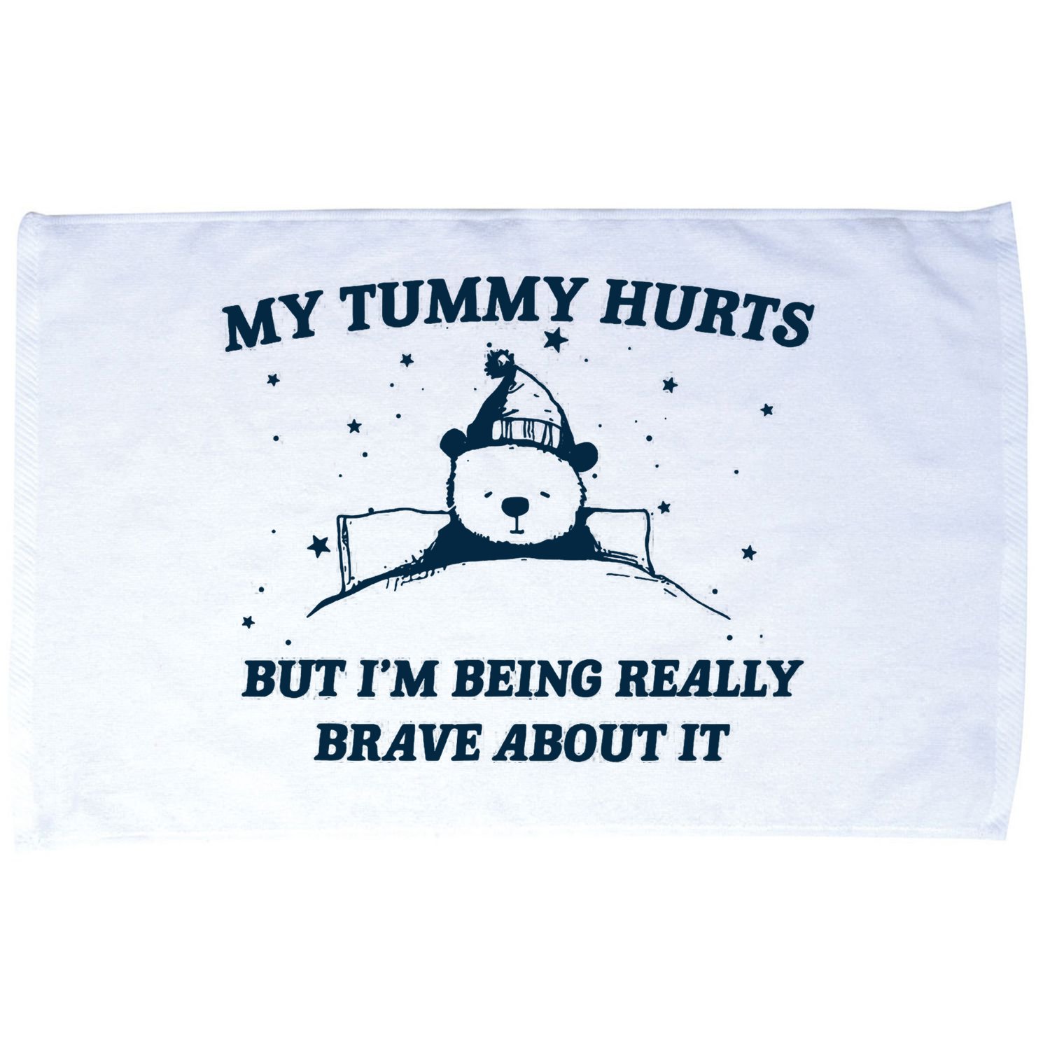 My Tummy Hurts Funny Bear Retro Cartoon Meme Microfiber Hand Towel