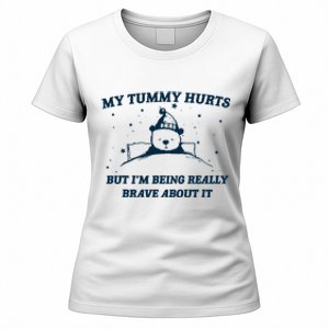 My Tummy Hurts Funny Bear Retro Cartoon Meme Women's T-Shirt