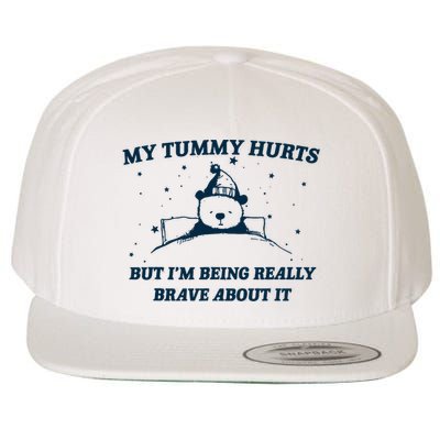 My Tummy Hurts Funny Bear Retro Cartoon Meme Wool Snapback Cap