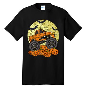 Monster Truck Halloween Jack O Lantern Moon Pumpkin Tall T-Shirt