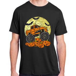 Monster Truck Halloween Jack O Lantern Moon Pumpkin Adult ChromaSoft Performance T-Shirt