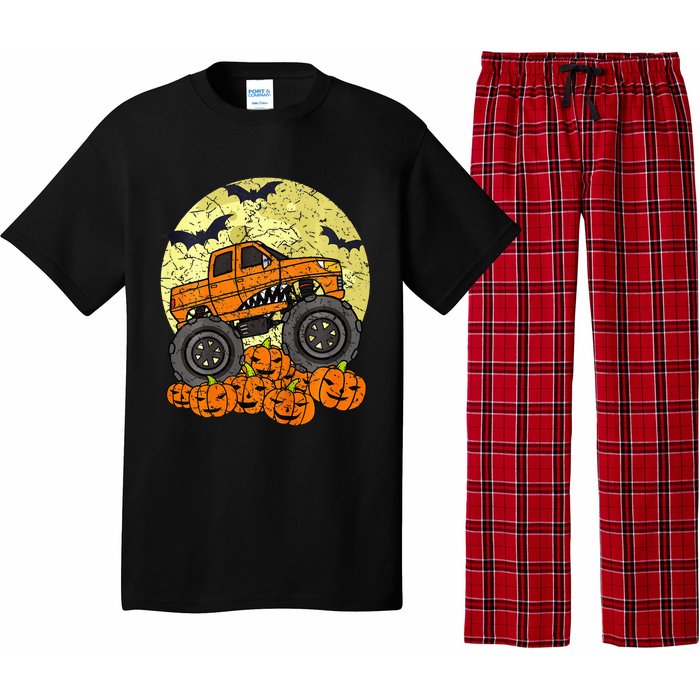 Monster Truck Halloween Jack O Lantern Moon Pumpkin Pajama Set