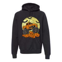 Monster Truck Halloween Jack O Lantern Moon Pumpkin Premium Hoodie