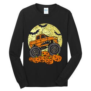 Monster Truck Halloween Jack O Lantern Moon Pumpkin Tall Long Sleeve T-Shirt