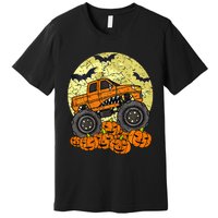 Monster Truck Halloween Jack O Lantern Moon Pumpkin Premium T-Shirt