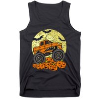 Monster Truck Halloween Jack O Lantern Moon Pumpkin Tank Top