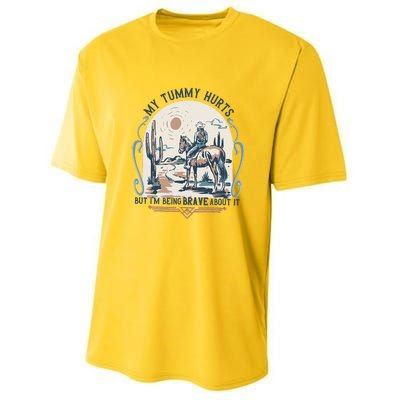 My Tummy Hurts But IM Being Brave About It Youth Performance Sprint T-Shirt