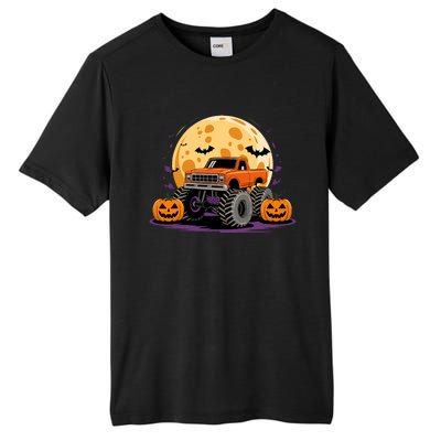 Monster Truck Halloween Jack O Lantern Moon Pumpkin Tall Fusion ChromaSoft Performance T-Shirt