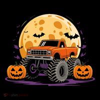 Monster Truck Halloween Jack O Lantern Moon Pumpkin 16 in Basic Backpack