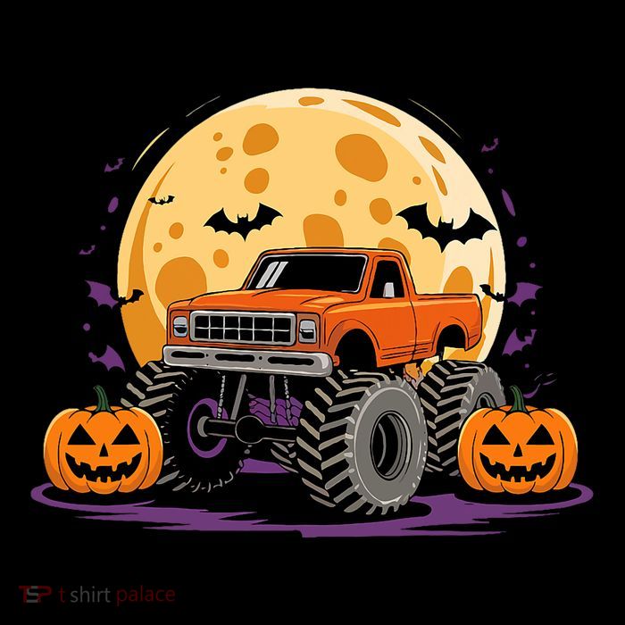 Monster Truck Halloween Jack O Lantern Moon Pumpkin 16 in Basic Backpack