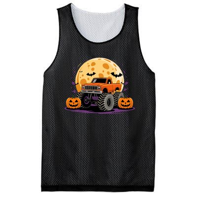 Monster Truck Halloween Jack O Lantern Moon Pumpkin Mesh Reversible Basketball Jersey Tank