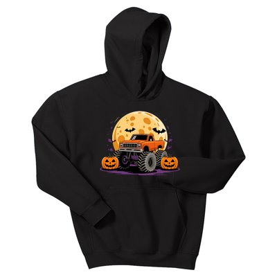 Monster Truck Halloween Jack O Lantern Moon Pumpkin Kids Hoodie