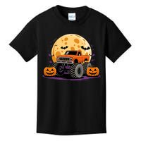 Monster Truck Halloween Jack O Lantern Moon Pumpkin Kids T-Shirt