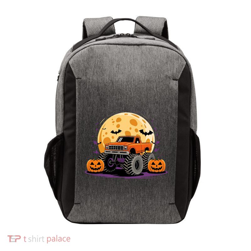 Monster Truck Halloween Jack O Lantern Moon Pumpkin Vector Backpack