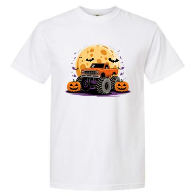 Monster Truck Halloween Jack O Lantern Moon Pumpkin Garment-Dyed Heavyweight T-Shirt