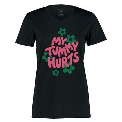 My Tummy Hurts Aesthetic Cute Flower Groovy Women's Momentum V-Neck T-Shirt