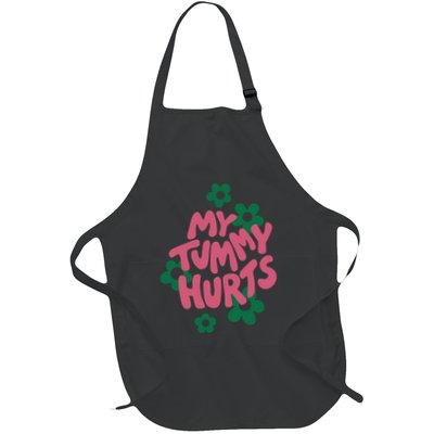 My Tummy Hurts Aesthetic Cute Flower Groovy Full-Length Apron With Pockets