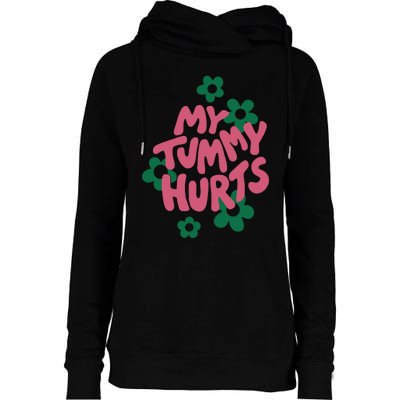 My Tummy Hurts Aesthetic Cute Flower Groovy Womens Funnel Neck Pullover Hood