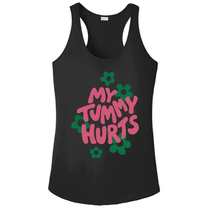 My Tummy Hurts Aesthetic Cute Flower Groovy Ladies PosiCharge Competitor Racerback Tank