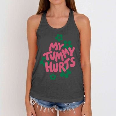 My Tummy Hurts Aesthetic Cute Flower Groovy Women's Knotted Racerback Tank