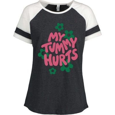 My Tummy Hurts Aesthetic Cute Flower Groovy Enza Ladies Jersey Colorblock Tee